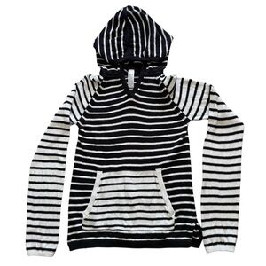 100% Cotton Lululemon Ivivva Girl's Black & White Stripe Hooded Sweater Size 12